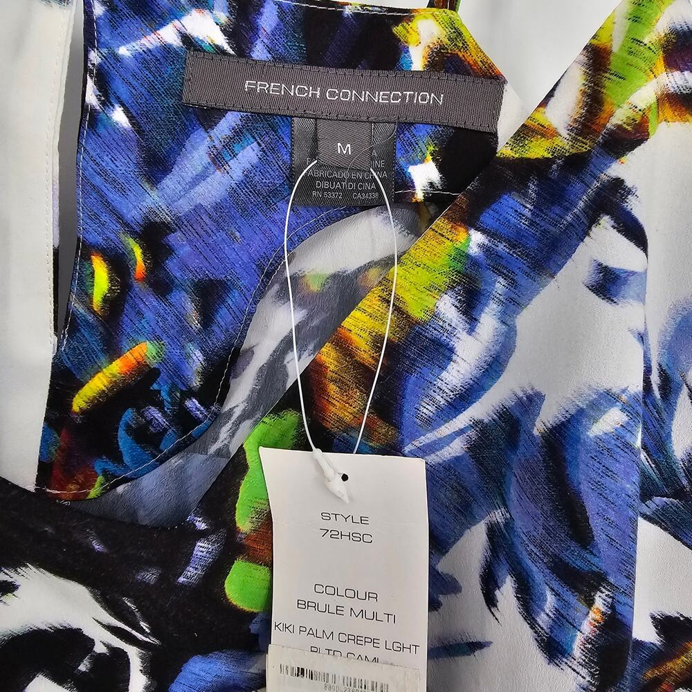NWT French Connection Floral Cropped Pleated Camisole Top Y2K Boho Coastal M - Picture 7 of 11
